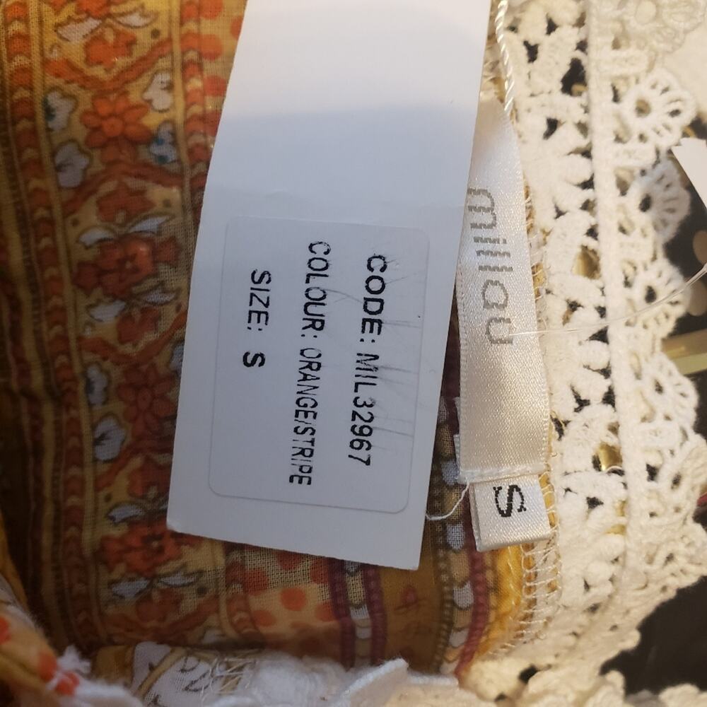 Millau Orange star crochet crop festival boho tank top size small - Picture 11 of 13